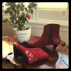 Antonio Melani red suede ankle boots